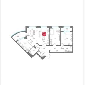 4-к квартира, строящийся дом, 115м2, 4/6 этаж