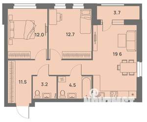 3-к квартира, вторичка, 65м2, 12/25 этаж