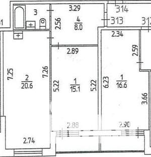 1-к квартира, вторичка, 47м2, 15/25 этаж