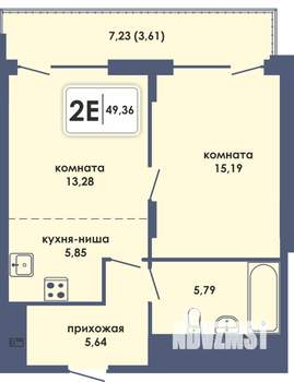 2-к квартира, вторичка, 49м2, 1/10 этаж