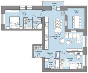 2-к квартира, вторичка, 74м2, 8/8 этаж