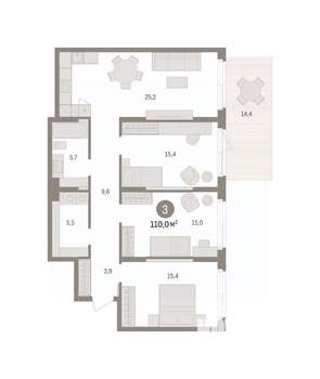 3-к квартира, вторичка, 110м2, 1/10 этаж