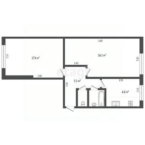2-к квартира, вторичка, 48м2, 1/5 этаж