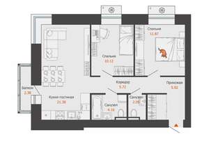 2-к квартира, вторичка, 62м2, 4/9 этаж