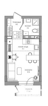 Студия квартира, вторичка, 27м2, 7/9 этаж