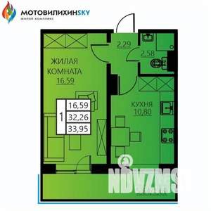 1-к квартира, вторичка, 34м2, 6/12 этаж