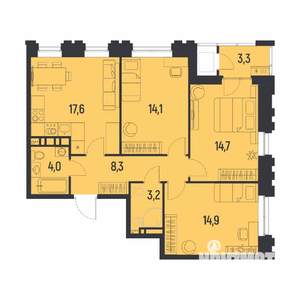 3-к квартира, вторичка, 79м2, 6/12 этаж