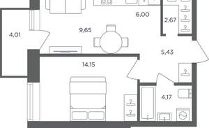 1-к квартира, вторичка, 43м2, 2/10 этаж