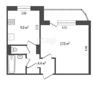 1-к квартира, вторичка, 35м2, 6/16 этаж