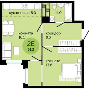 2-к квартира, вторичка, 51м2, 24/25 этаж