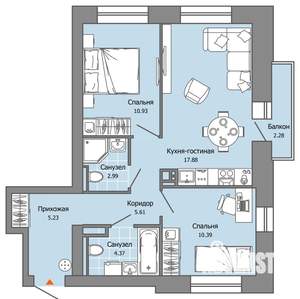 2-к квартира, вторичка, 58м2, 8/9 этаж