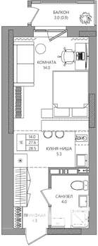 Студия квартира, вторичка, 29м2, 3/8 этаж