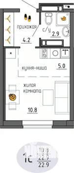 Студия квартира, строящийся дом, 23м2, 25/25 этаж