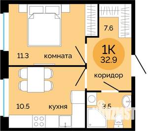1-к квартира, вторичка, 33м2, 10/17 этаж