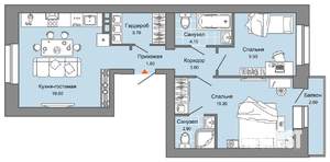 2-к квартира, вторичка, 61м2, 4/7 этаж