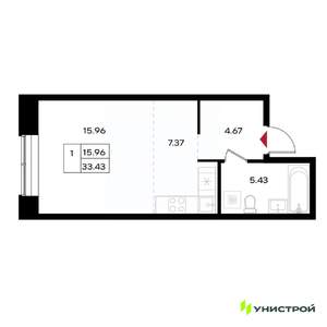 1-к квартира, вторичка, 33м2, 9/25 этаж