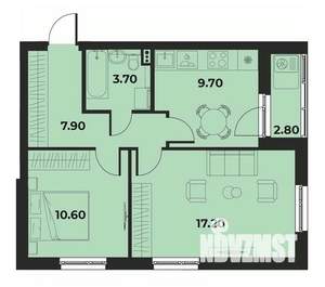 2-к квартира, вторичка, 51м2, 7/15 этаж