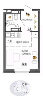 Студия квартира, строящийся дом, 23м2, 20/25 этаж