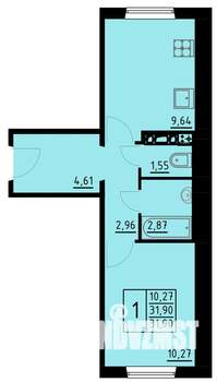 1-к квартира, вторичка, 32м2, 1/10 этаж