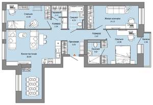 3-к квартира, вторичка, 94м2, 6/8 этаж