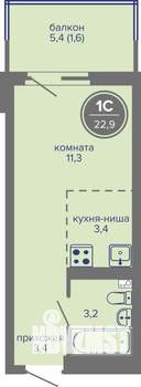 Студия квартира, вторичка, 23м2, 5/26 этаж