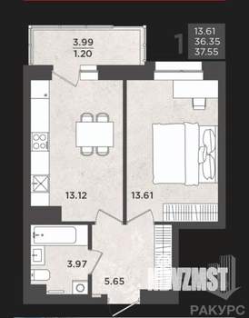 1-к квартира, вторичка, 38м2, 5/25 этаж