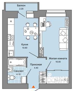 1-к квартира, вторичка, 36м2, 6/8 этаж