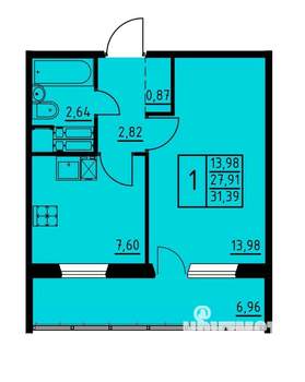 1-к квартира, вторичка, 31м2, 1/8 этаж