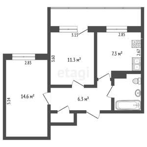 2-к квартира, вторичка, 44м2, 7/10 этаж