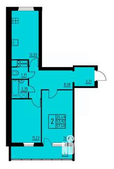 2-к квартира, вторичка, 57м2, 5/8 этаж