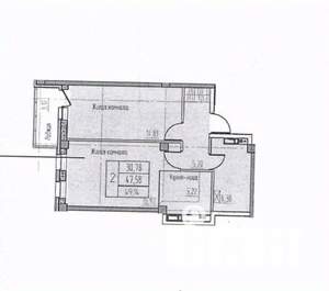 2-к квартира, вторичка, 48м2, 7/20 этаж
