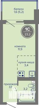Студия квартира, вторичка, 23м2, 4/26 этаж