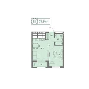 2-к квартира, вторичка, 40м2, 18/25 этаж