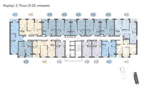 2-к квартира, строящийся дом, 44м2, 25/25 этаж