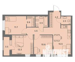 4-к квартира, вторичка, 70м2, 1/25 этаж