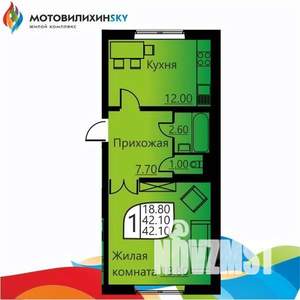 1-к квартира, сданный дом, 42м2, 1/16 этаж