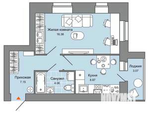 1-к квартира, вторичка, 38м2, 3/8 этаж
