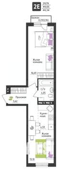 2-к квартира, вторичка, 44м2, 4/4 этаж