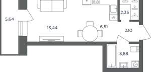 1-к квартира, вторичка, 30м2, 5/10 этаж