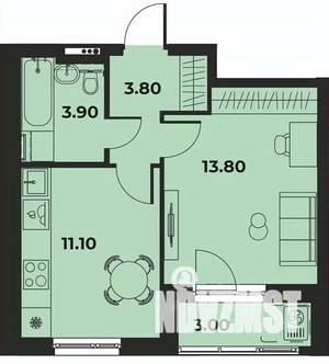 1-к квартира, вторичка, 34м2, 1/15 этаж