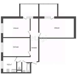 3-к квартира, вторичка, 60м2, 1/9 этаж