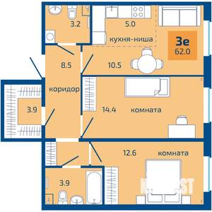 3-к квартира, вторичка, 62м2, 1/10 этаж