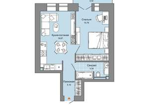 1-к квартира, вторичка, 46м2, 7/9 этаж
