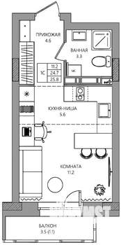 Студия квартира, вторичка, 26м2, 4/10 этаж