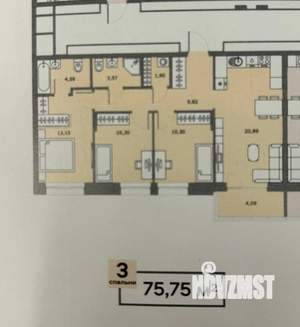 4-к квартира, вторичка, 75м2, 12/22 этаж