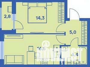 2-к квартира, вторичка, 42м2, 1/9 этаж
