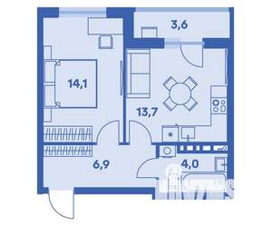 2-к квартира, вторичка, 41м2, 5/9 этаж