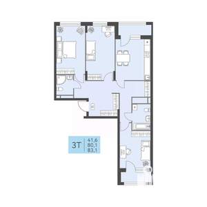 3-к квартира, вторичка, 83м2, 5/22 этаж