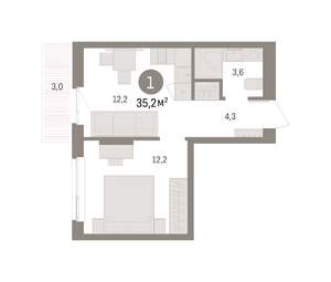 1-к квартира, вторичка, 35м2, 5/9 этаж