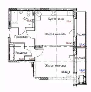 2-к квартира, вторичка, 51м2, 4/7 этаж